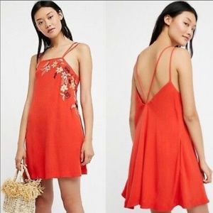 FreePeople Embroidered Flower Fields Orange Dress